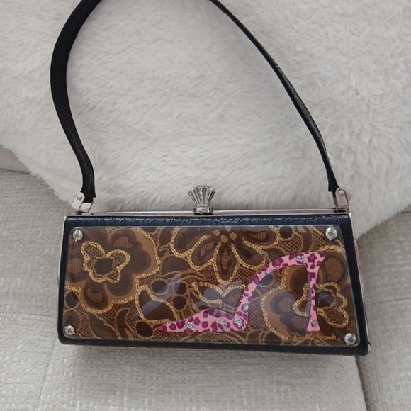 Debbie Brooks Black Silver Gem Clasp Handbag Cheetah Shoe Floral Crystals. FL - Picture 5 of 12